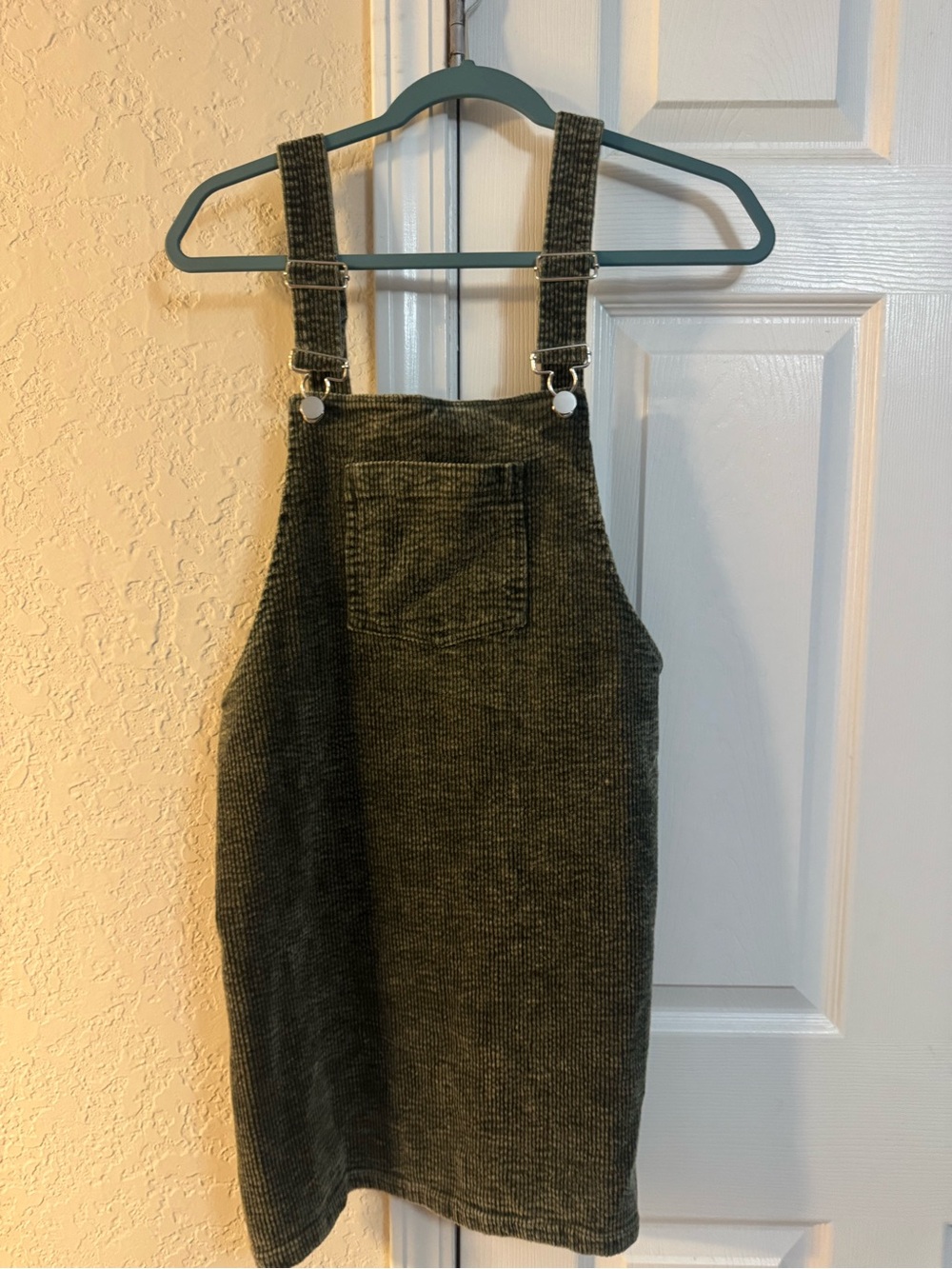 Molly Green Corduroy Overall Pinafore Dress in Olive Green